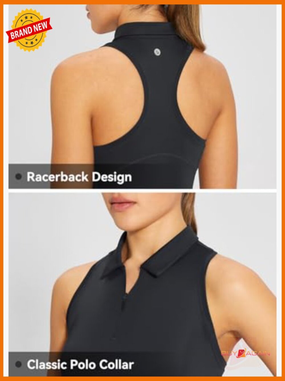 Womens Golf Dress with Built-in Shorts Pockets Racerback - Picture 4 of 7